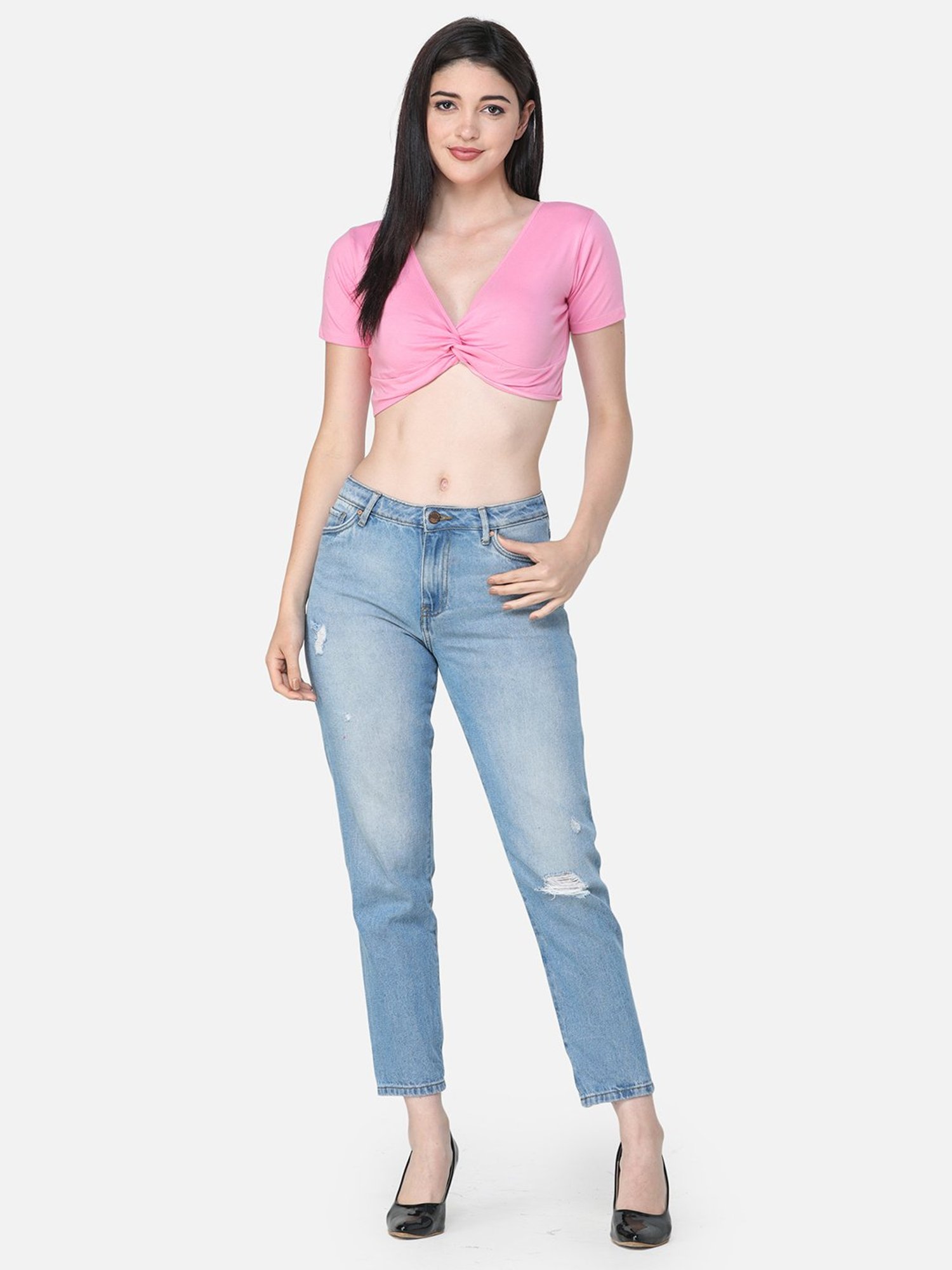 Scorpius Pink Regular Fit Crop Top
