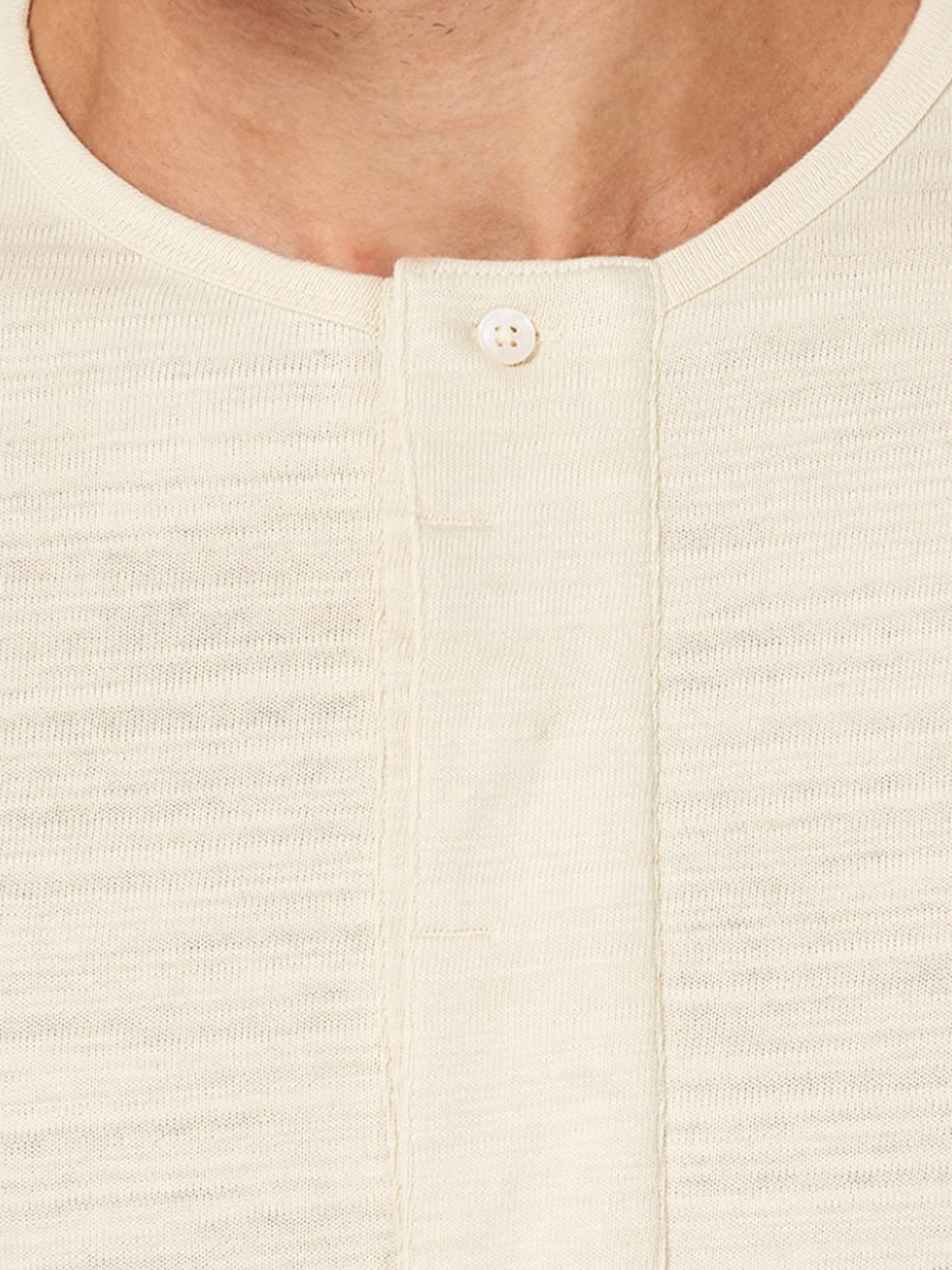 7 Alt by Pantaloons Off White Cotton Slim Fit Henley T-Shirt