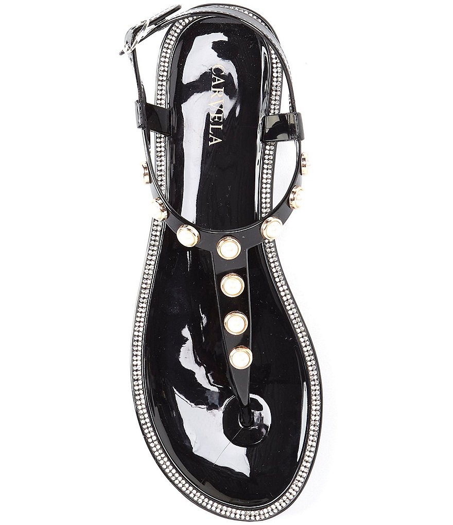 Carvela Kanga Faux Pearl Embellished Detail Jelly Thong Sandals