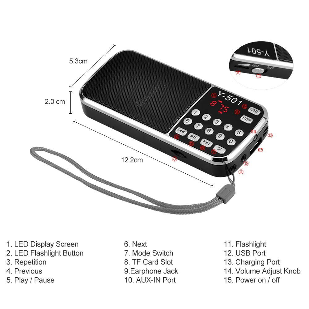 Y-501 Mini Portable Digital FM Radio