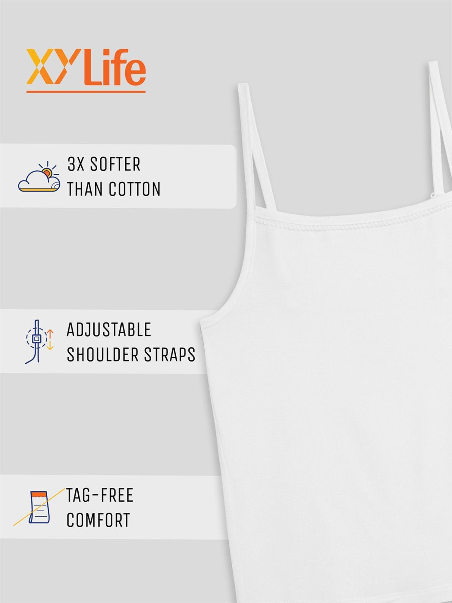 XY Life Kids White & Beige Relaxed Fit Camisole (Pack of 2)