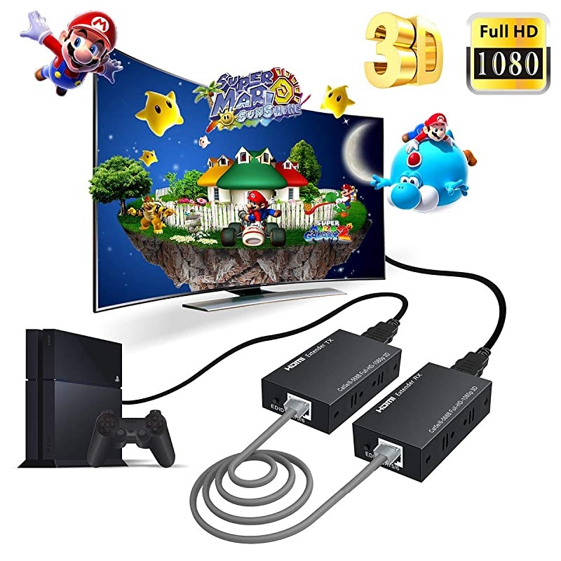 HDMI Extender, 196ft/60m 1080P HDMI Extenders Over Single Cat 5E/6/7 Support 1080p,3D,HDMI 1.4a,HDCP,EDID