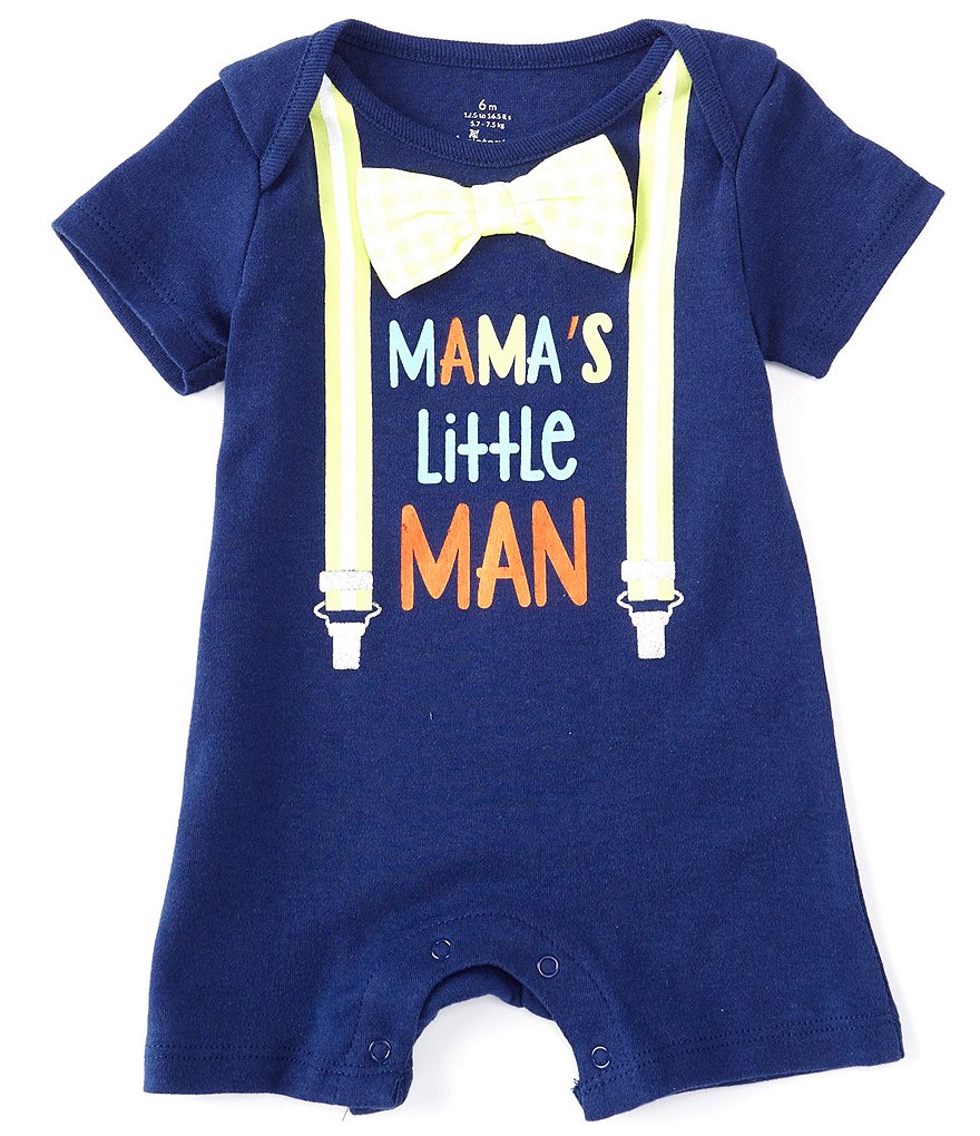 Baby Starters Baby Boys 3-12 Months Short-Sleeve Mama's Little Man Shortall