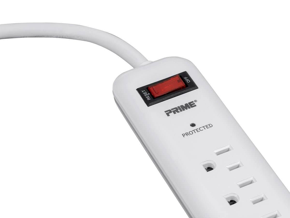 Monoprice 6 Outlet Slim Surge Protector Power Strip 1.5ft Cord, 400 Joules, White