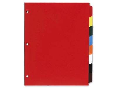 Non-Insertable Poly Indexes,3-HP,8-Tab,11"x8-1/2",Multicolor