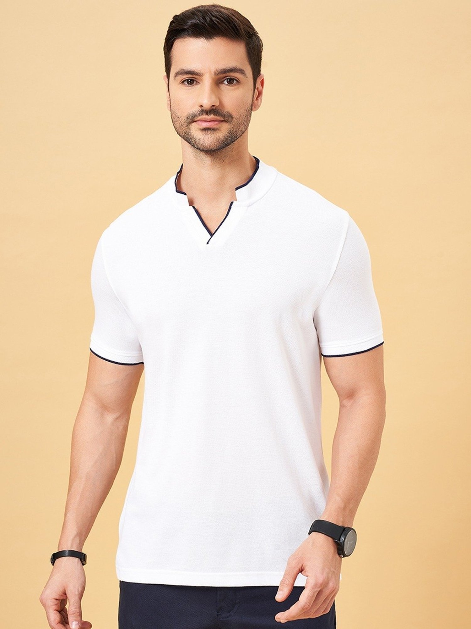 Byford by Pantaloons Cloud Dancer Slim Fit T-Shirt