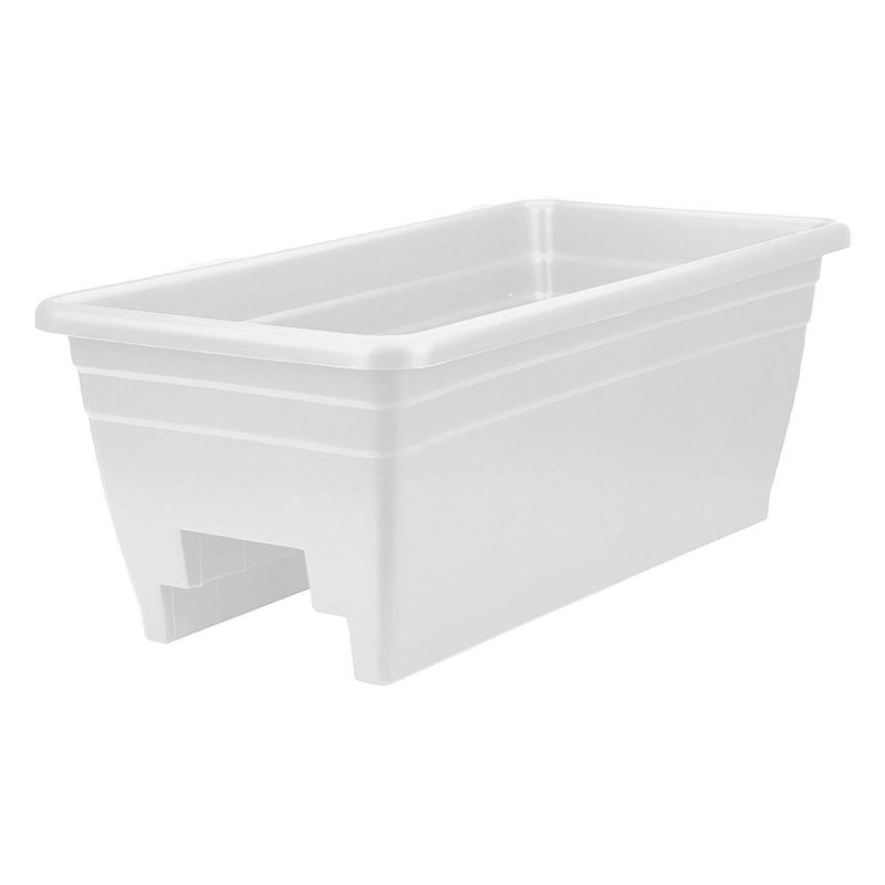 HC Companies SPX24DBOA10 Heavy Duty 24-Inch Width Akro Deck Rail Box Planter, White with plugs (5 Pack)