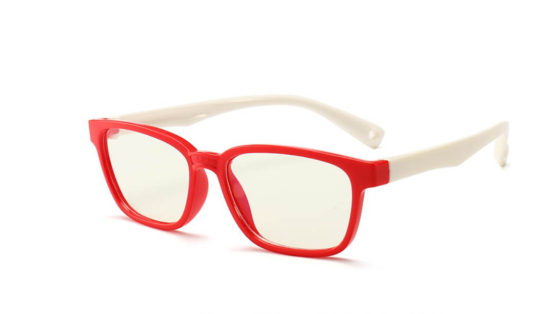 Kids Blue Light Blocking Glasses Silicone Flexible Square Eyeglasses Frame for Children Age 3-12(Blue-Yellow)