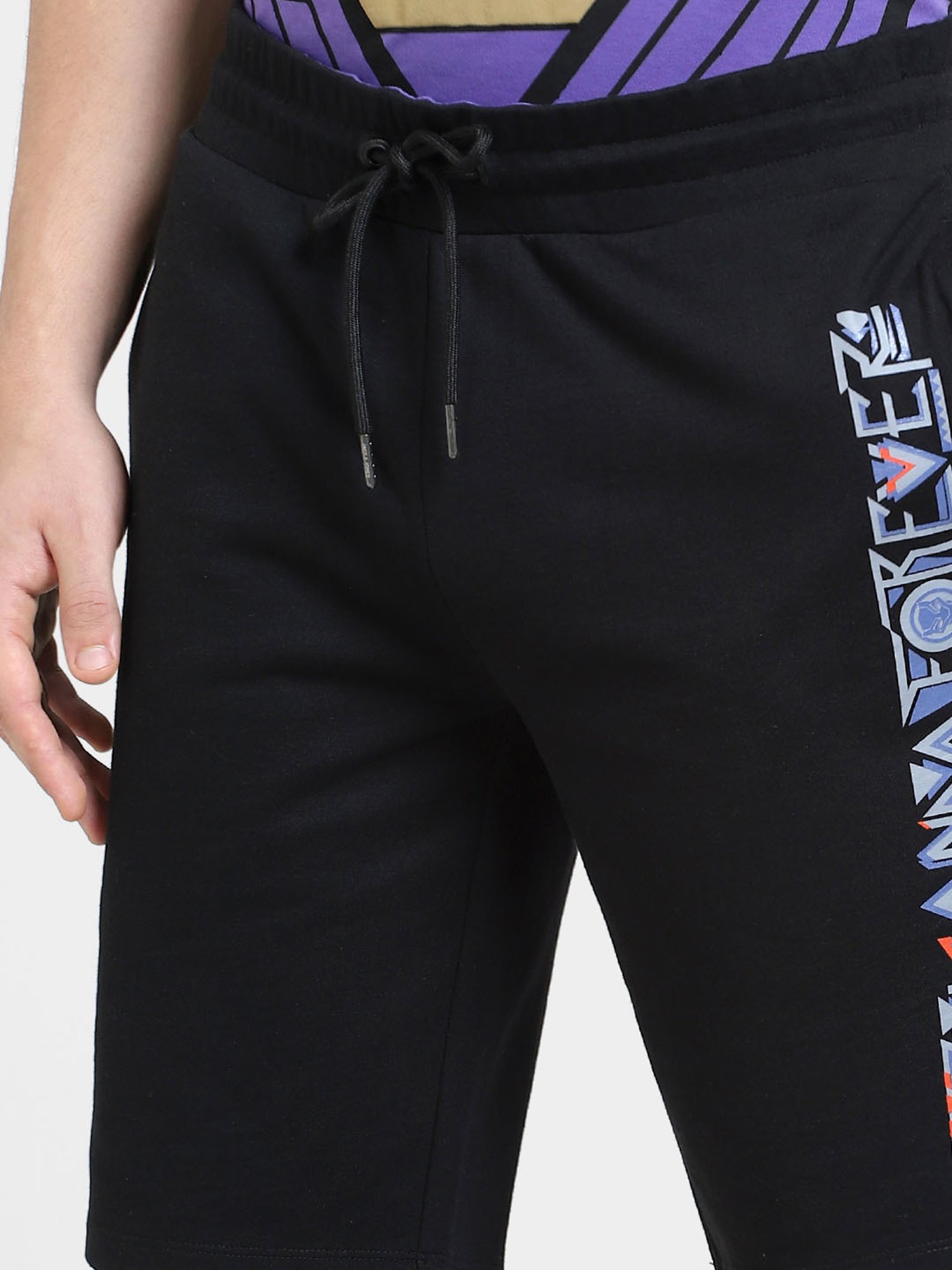 Jack & Jones Black Regular Fit Printed Shorts