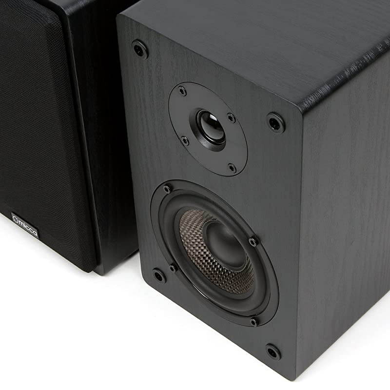 MB42 Bookshelf Speakers Passive Not for Turntable Needs Amplifier or Receiver 4Inch Carbon Fiber Woofer and Silk Dome Tweeter Black Pair