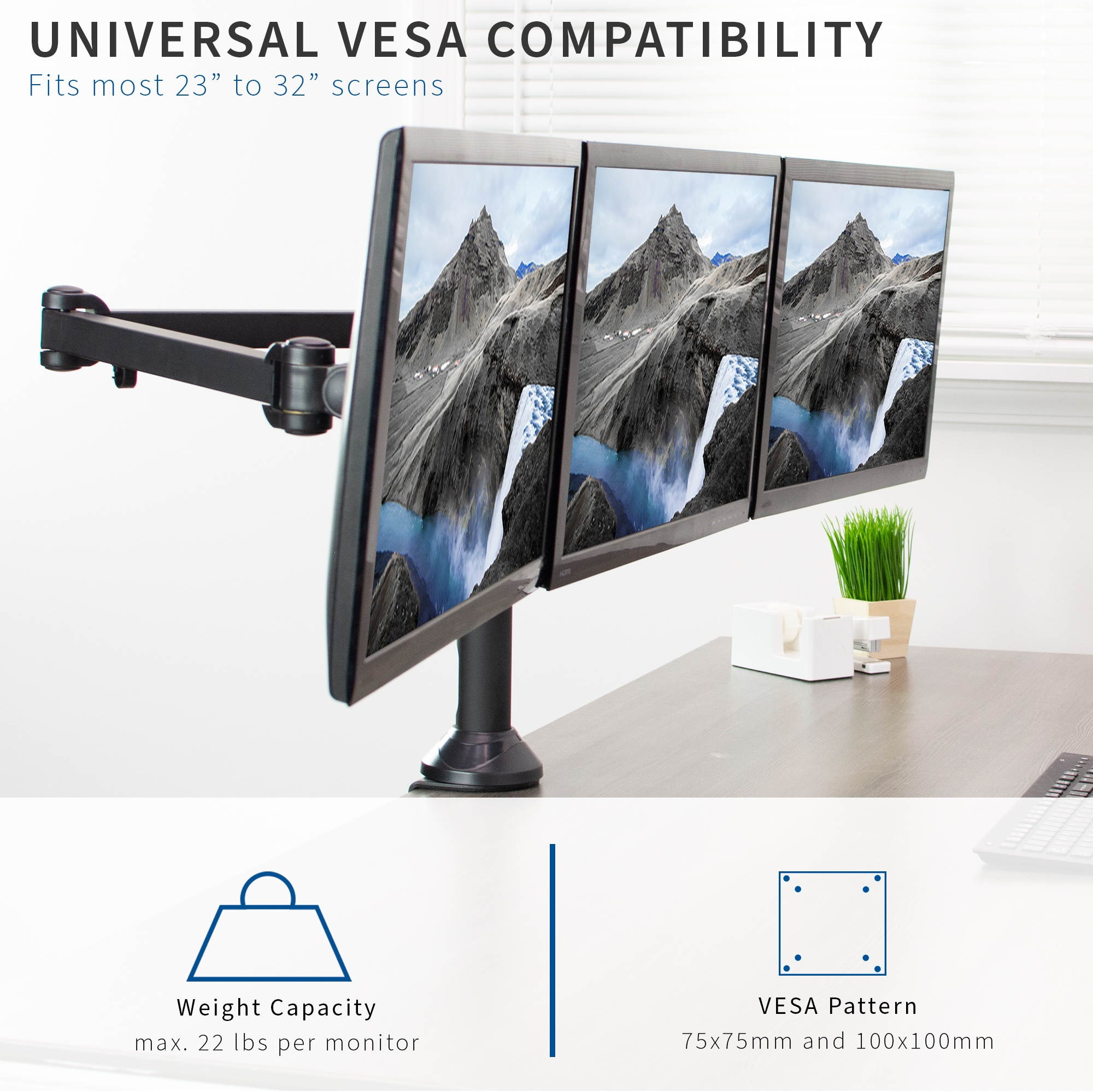 VIVO Triple Computer Monitor Desk Mount Stand Heavy Duty Fully Adjustable - fits Three (3) Screens upto 32" (STAND-V103)