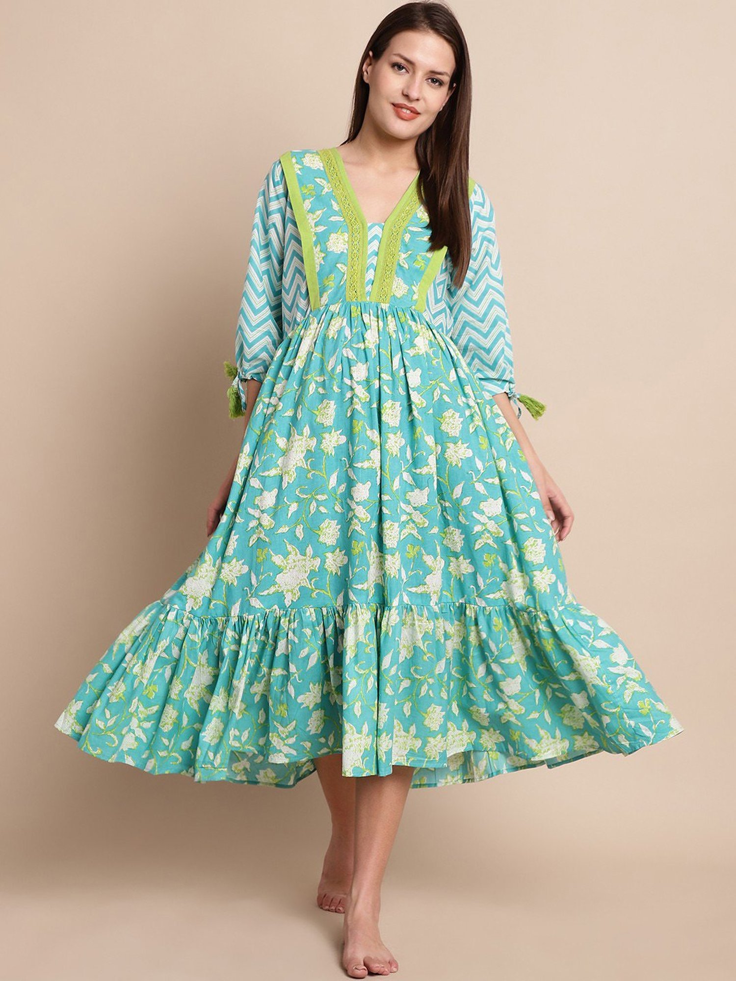 Secret Wish Turquoise Floral Print Maternity Night Dress