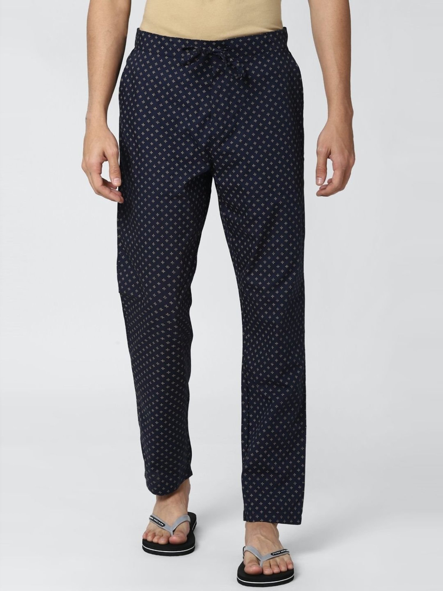 Peter England Navy Regular Fit Printed Nightwear Pyjamas