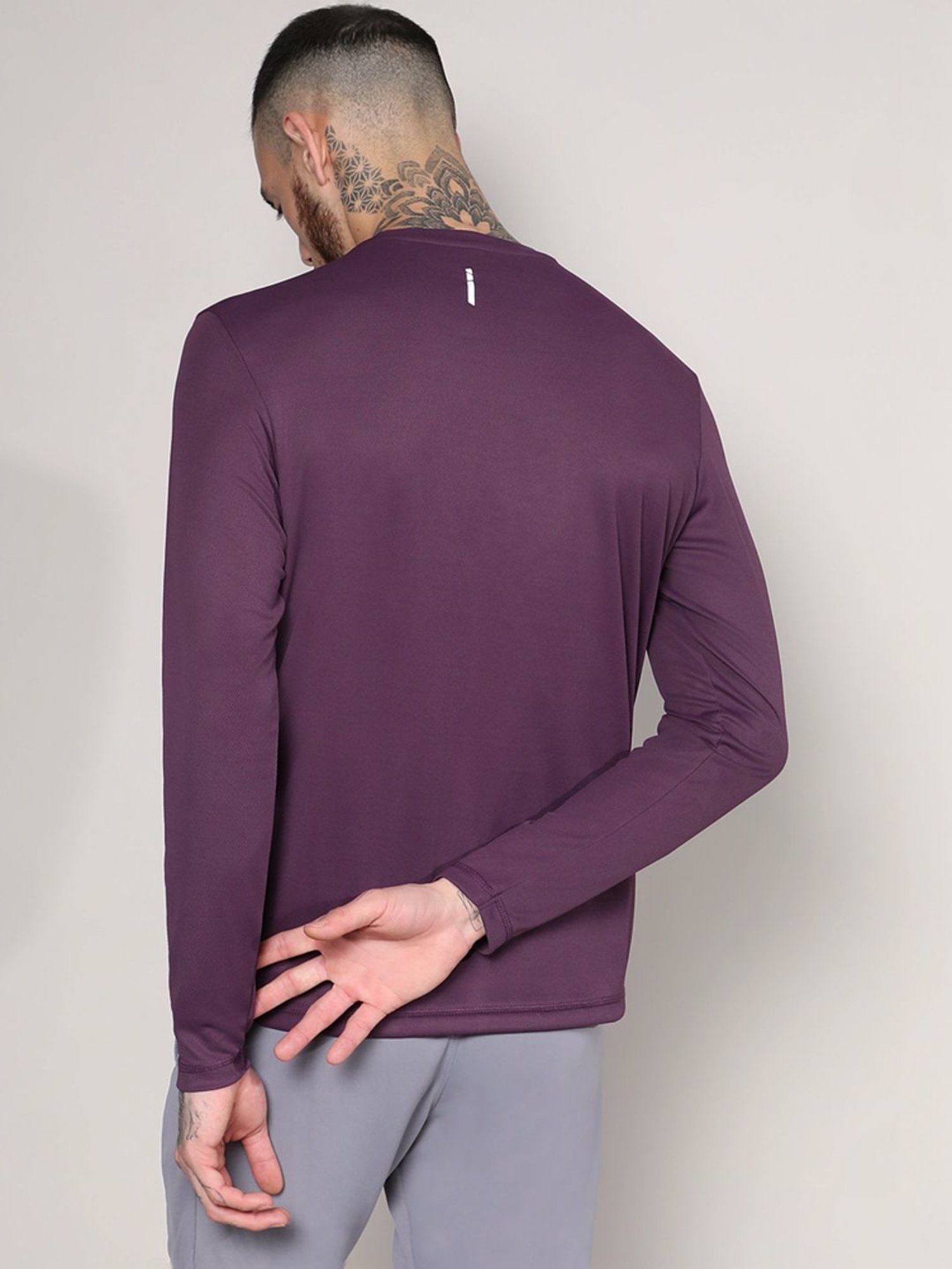 Campus Sutra Purple Regular Fit Sports T-Shirt