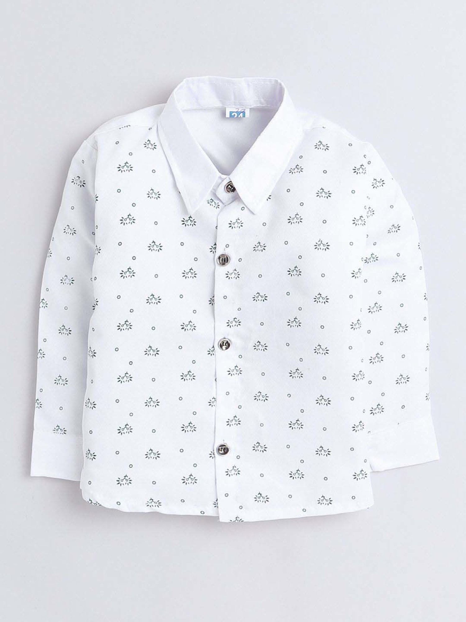 Fourfolds Boys Dark Green Solid Full Sleeves Clothing Set