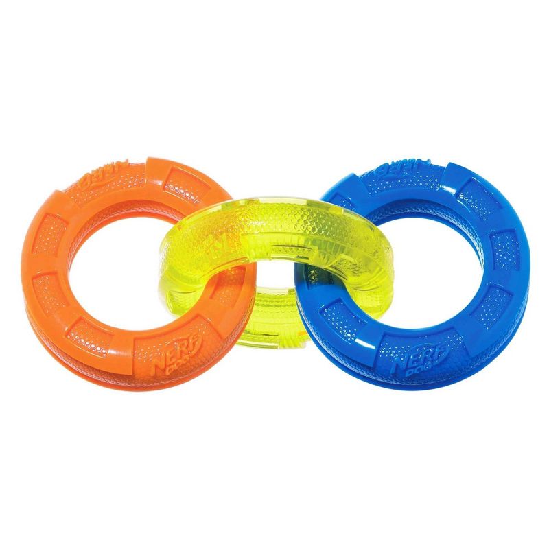 NERF TPR 3 Ring Tug Dog Toy - Green - 7.5"