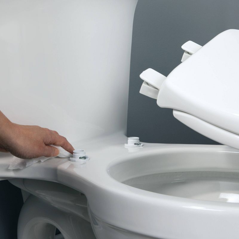 Cameron Never Loosens Round Enameled Wood Toilet Seat with Easy Clean Hinge White - Mayfair by Bemis