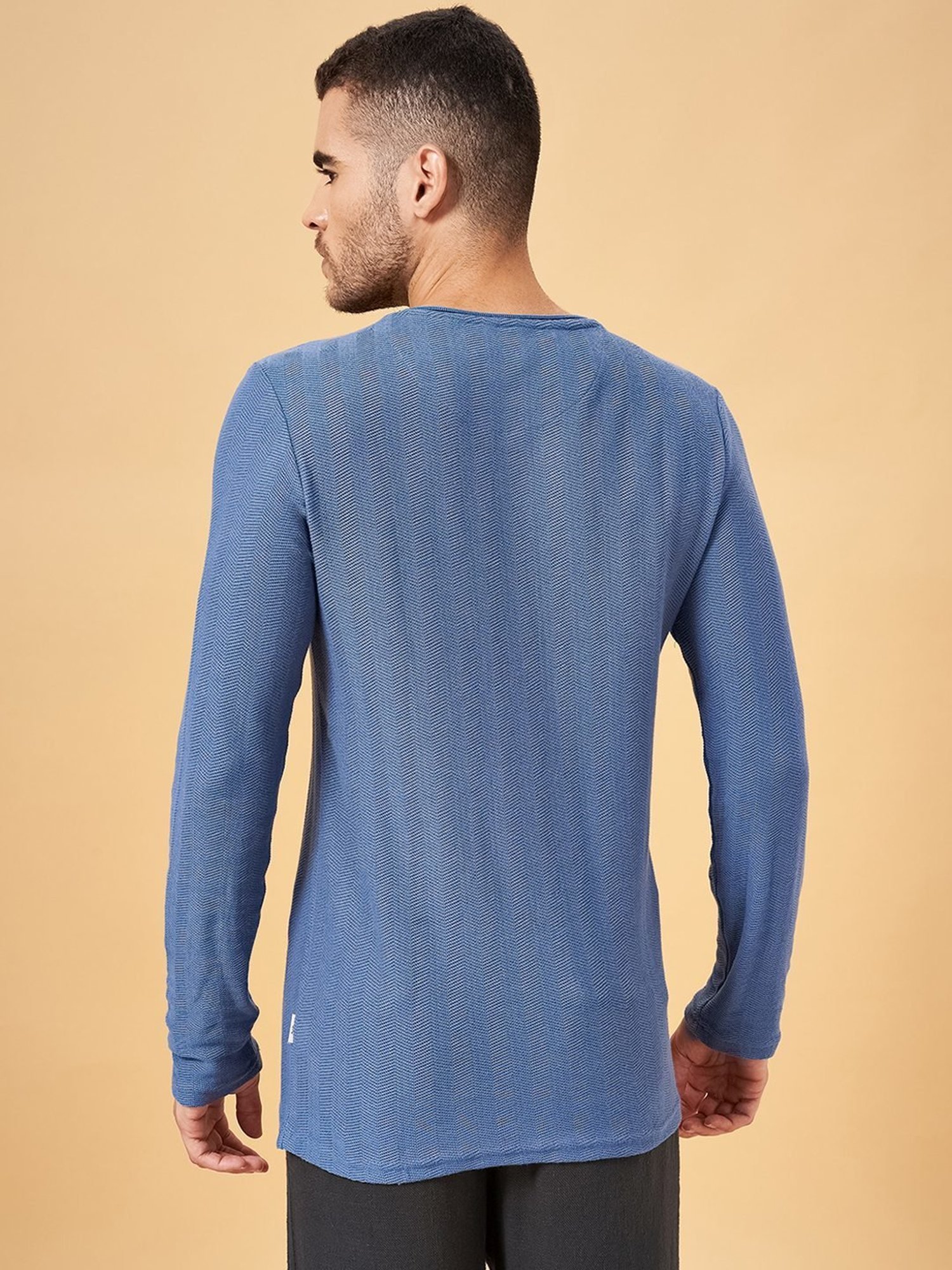 7 Alt by Pantaloons Blue Slim Fit T-Shirt