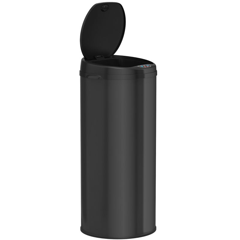 iTouchless Sensor Kitchen Trash Can with AbsorbX Odor Filter Round 13 Gallon Black Stainless Steel