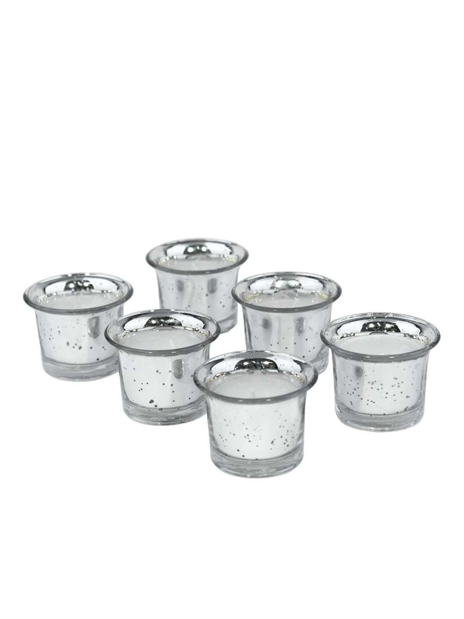 HOSLEY Silver & Transparent Glass Scented Candle With Holder - Set of 6
