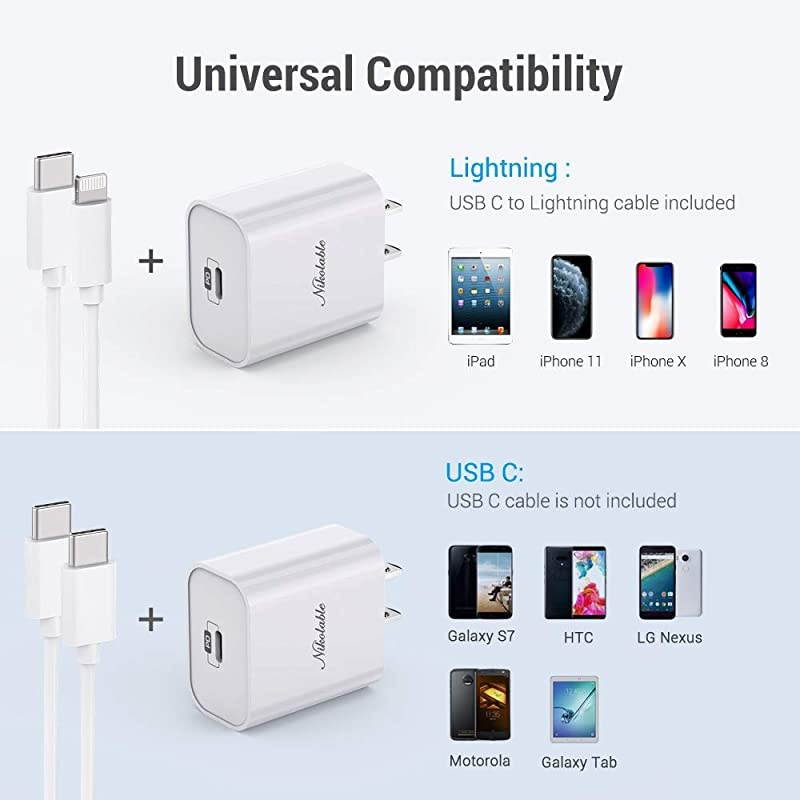 iPhone Fast Charger  18W PD Wall Charger MFi Certified 6FT USB C to Lightning Cable Power Delivery Adapter Support Quick Charging for iPhone 12 Pro Max 11 Pro XR XS X 8 Plus iPad Pro