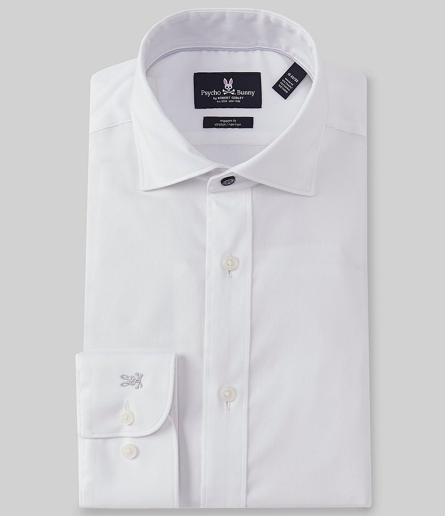 Psycho Bunny Non-Iron Modern Fit Spread-Collar Solid Dress Shirt