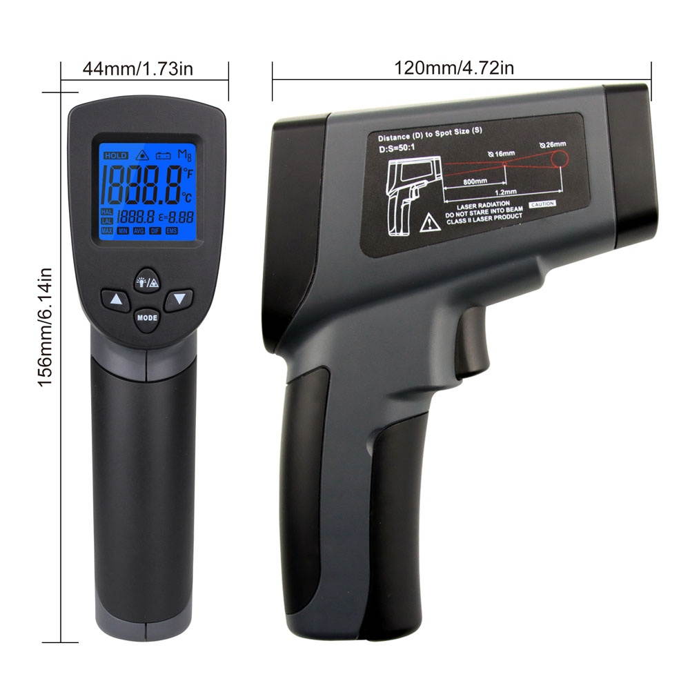 Digital Thermometer Two Laserlines Non-Contact Object Temperature Measurement Tool Handheld ? ? Switchable Measuring Device with Data Hold Low Battery Alarm Function