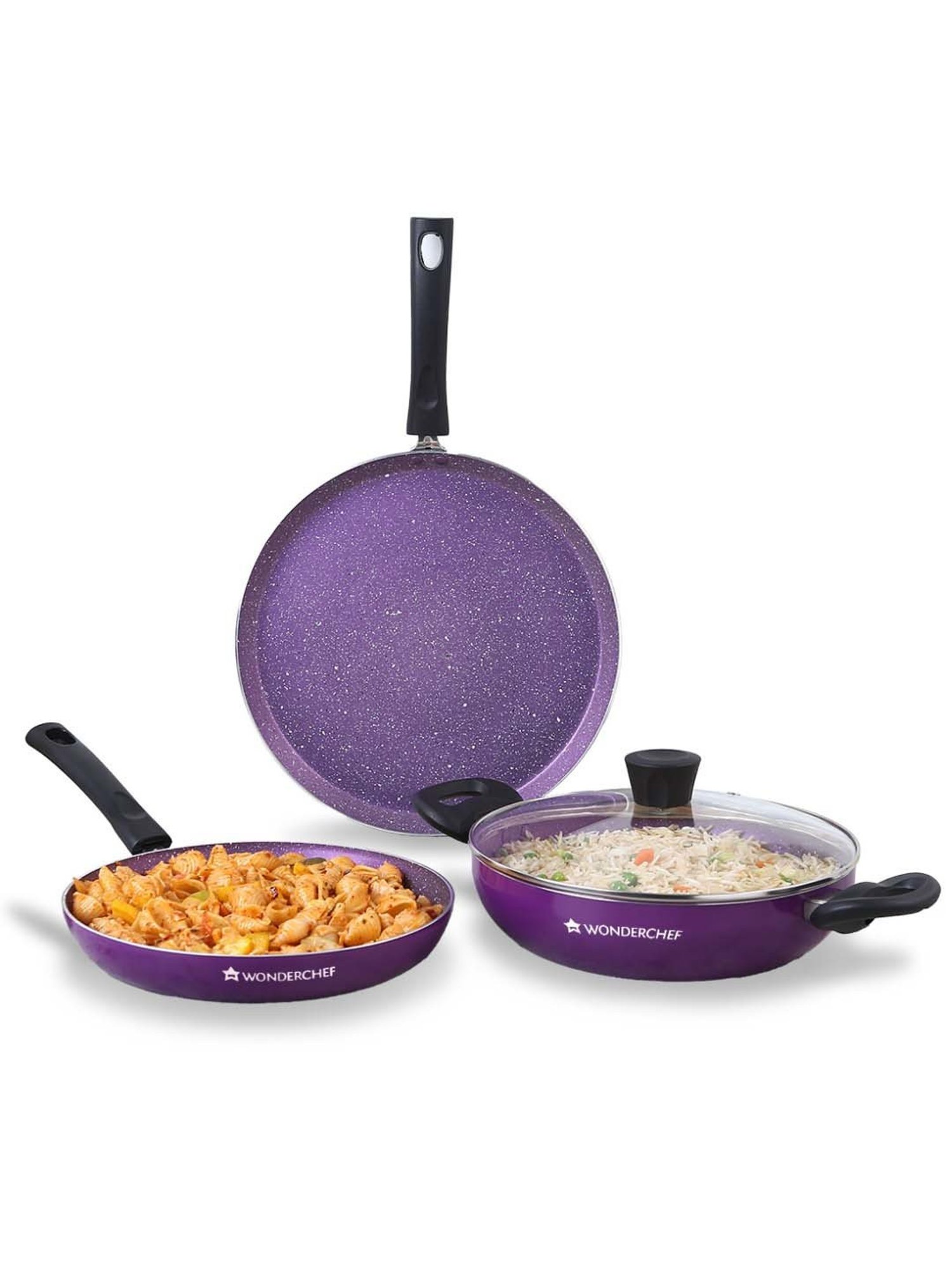 Wonderchef Tivoli Induction Bottom Purple Non-Stick 4-Piece Cookware Set