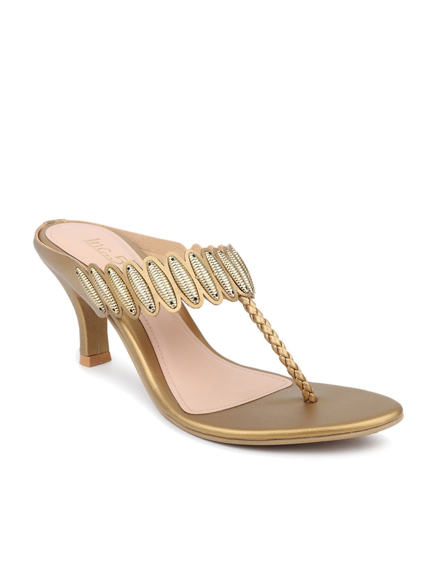 Inc.5 Women's Antique Gold T-Strap Stilettos