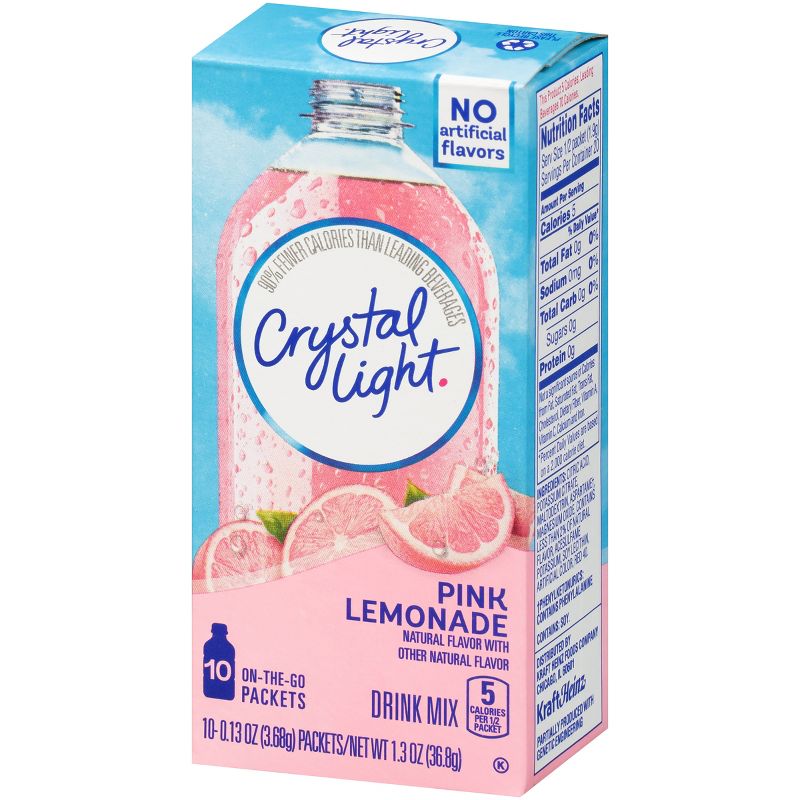 Crystal Light On The Go Natural Pink Lemonade Drink Mix - 10pk/0.13oz Pouches