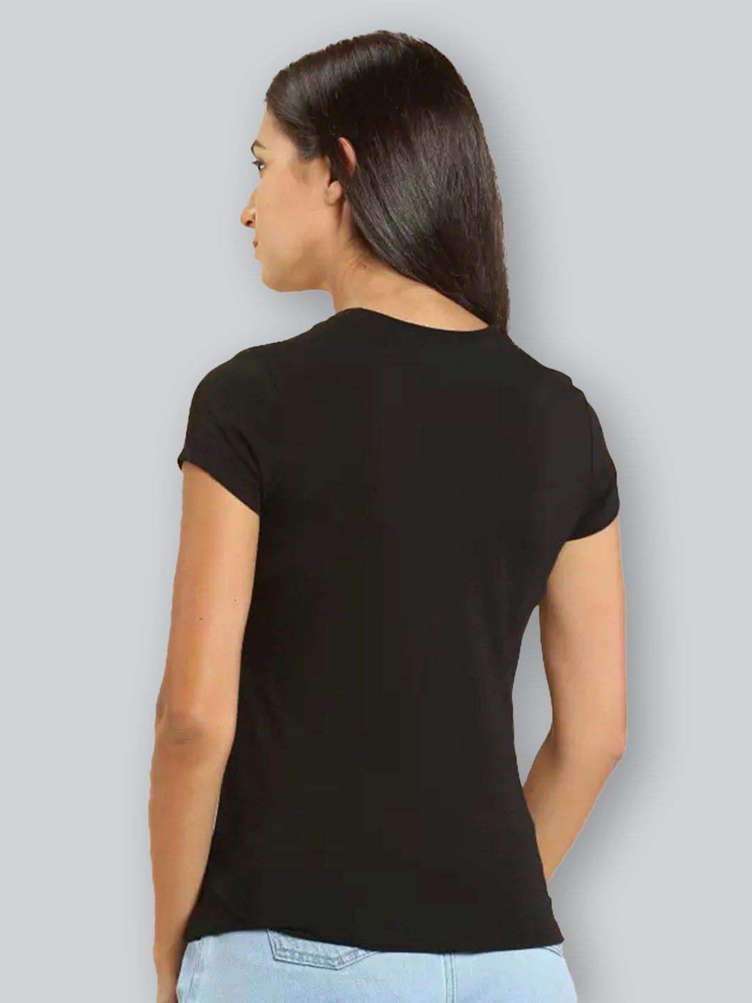 Lyra Black Cotton Printed T-Shirt