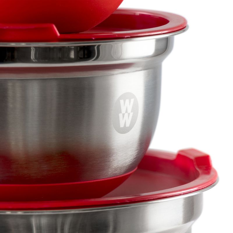 Weight Watchers 6 Piece Stainless Steel Mixing Bowl Set with Lids