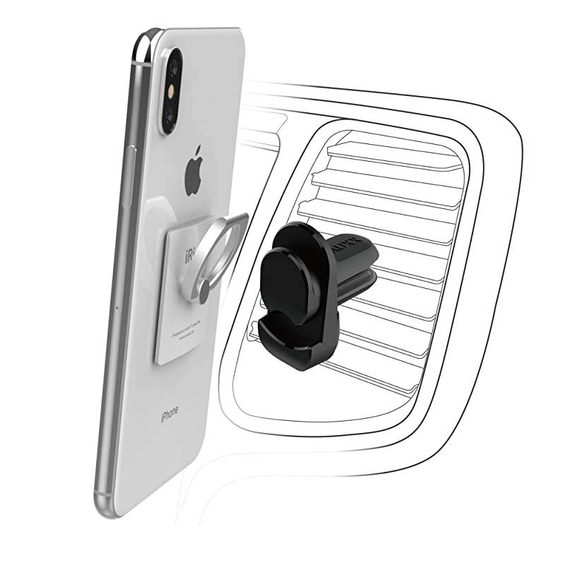 with Air Vent Cradle Mount Easiest Car Mount Ring Holder Cradle AAUXX Original Cell Phone Ring Grip Finger Holder Mobile Stand Car Air Vent Universally CompatibleJet Black