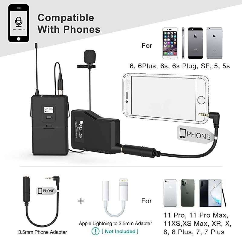 Wireless Microphone System Wireless Microphone set with Headset and Lavalier Lapel Mics Beltpack Transmitter and ReceiverIdeal for Teaching Preaching and Public Speaking ApplicationsK037B