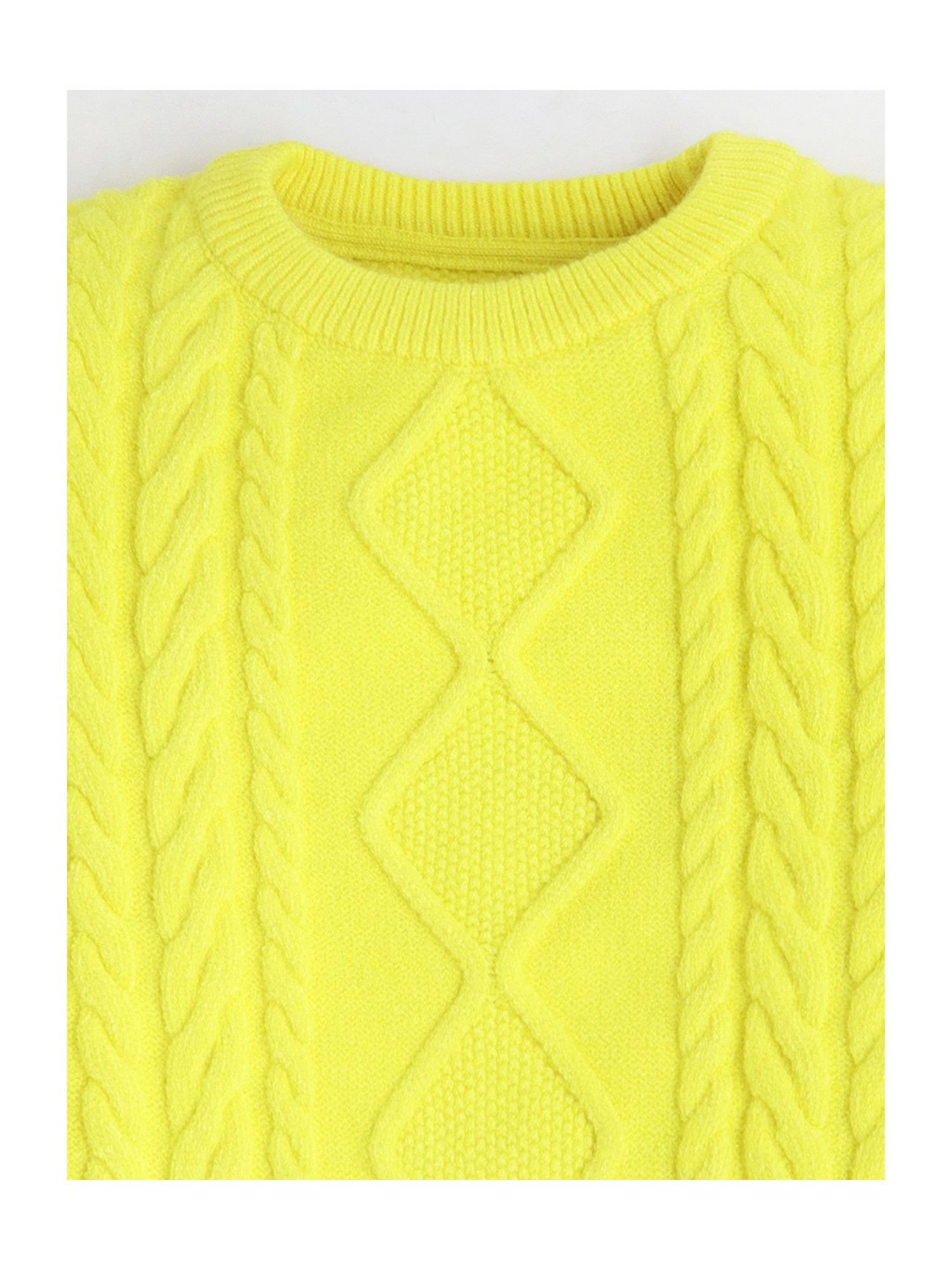 Cherry Crumble By Nitt Hyman Kids Yellow Self Design Full Sleeves Sweater