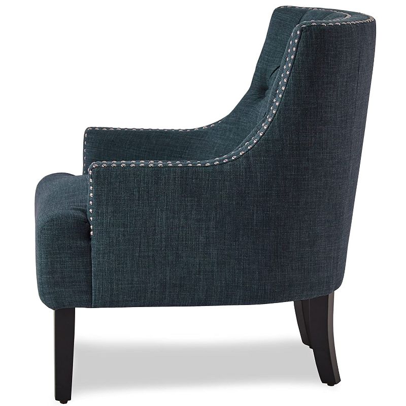 Homelegance Upholstered Diamond Tufted Accent Chair with Sloped Arms, 18 Inch High Seat, and Nailhead Trim, Indigo