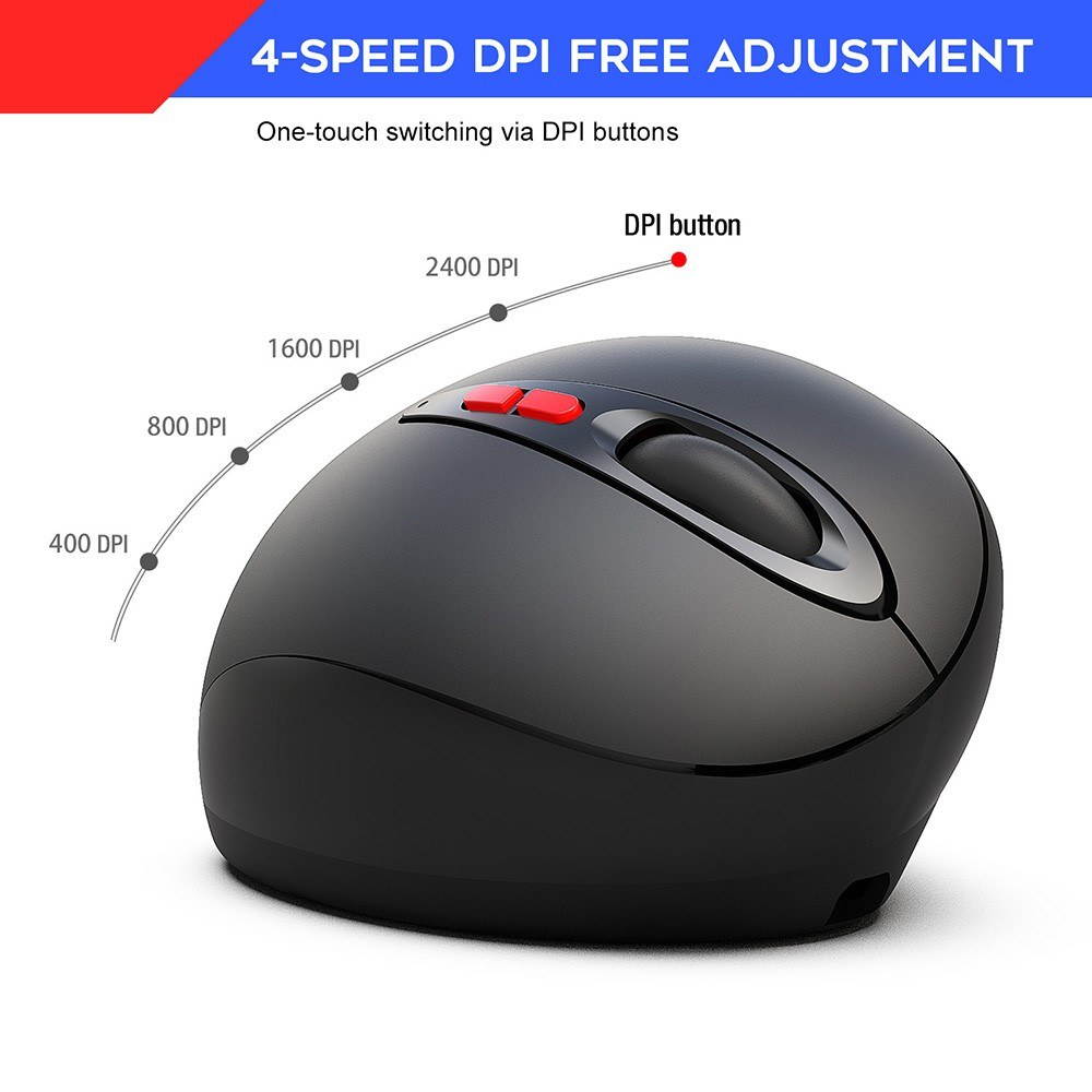 HXSJ 7D Wireless Mouse 2.4GHz Gaming Mouse Ergonomic Design Vertical Mouse 2400DPI USB Mice For Laptop PC