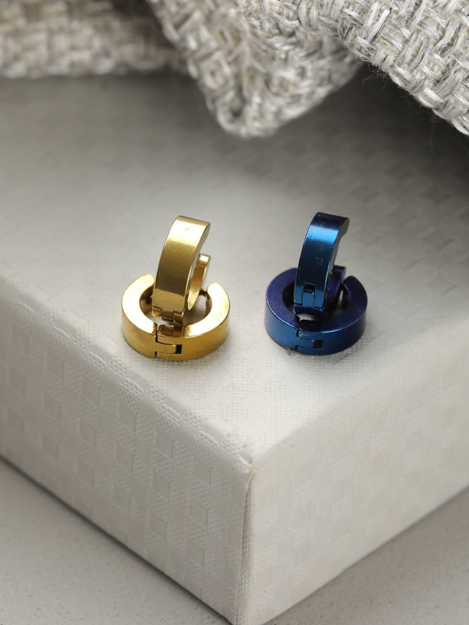 Bold by Priyaasi Black Gold-Plated Hoop Earrings for Men - Set of 2