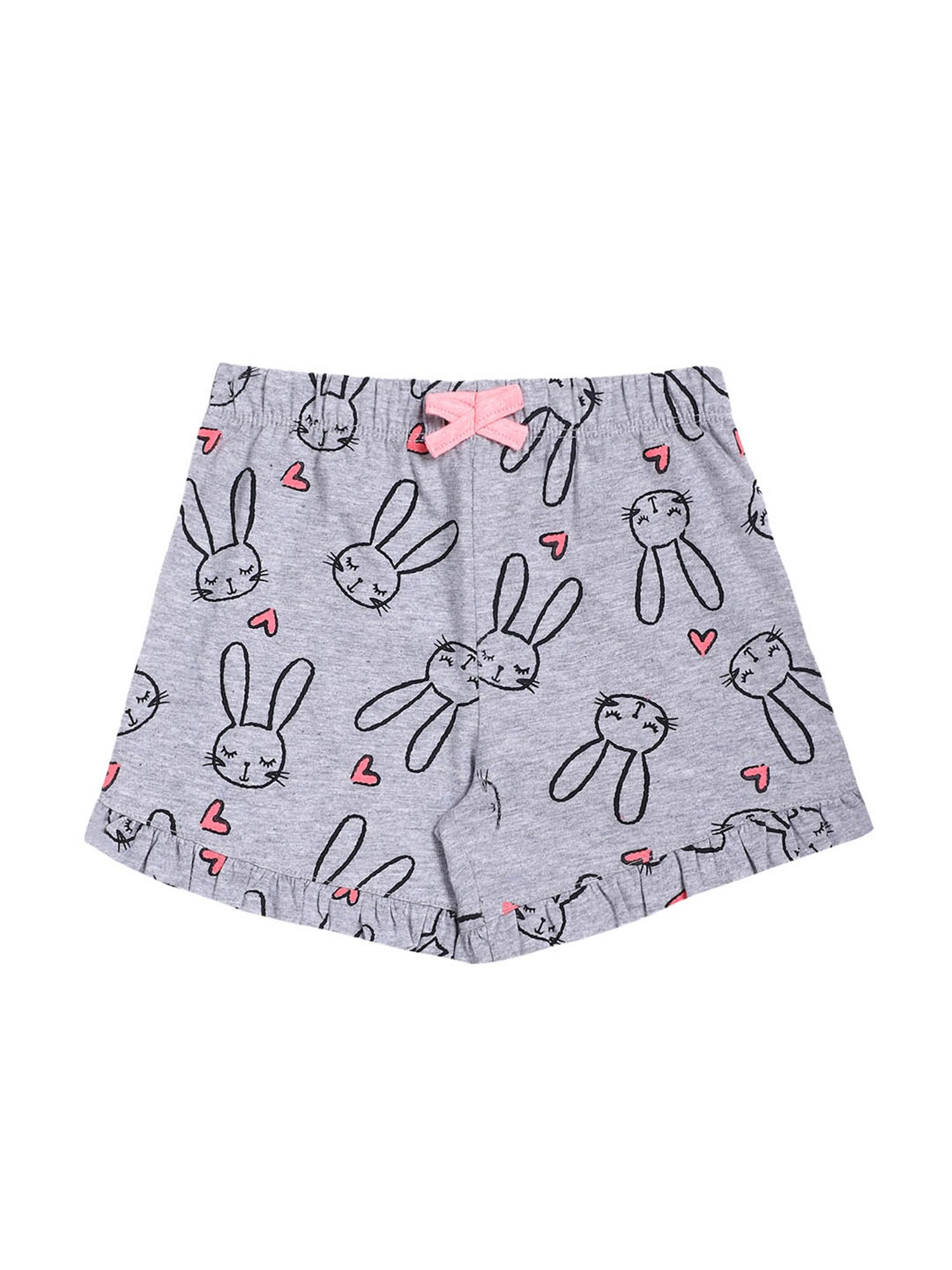 Lazy Shark Kids Pink & Grey Printed  Top with  Shorts