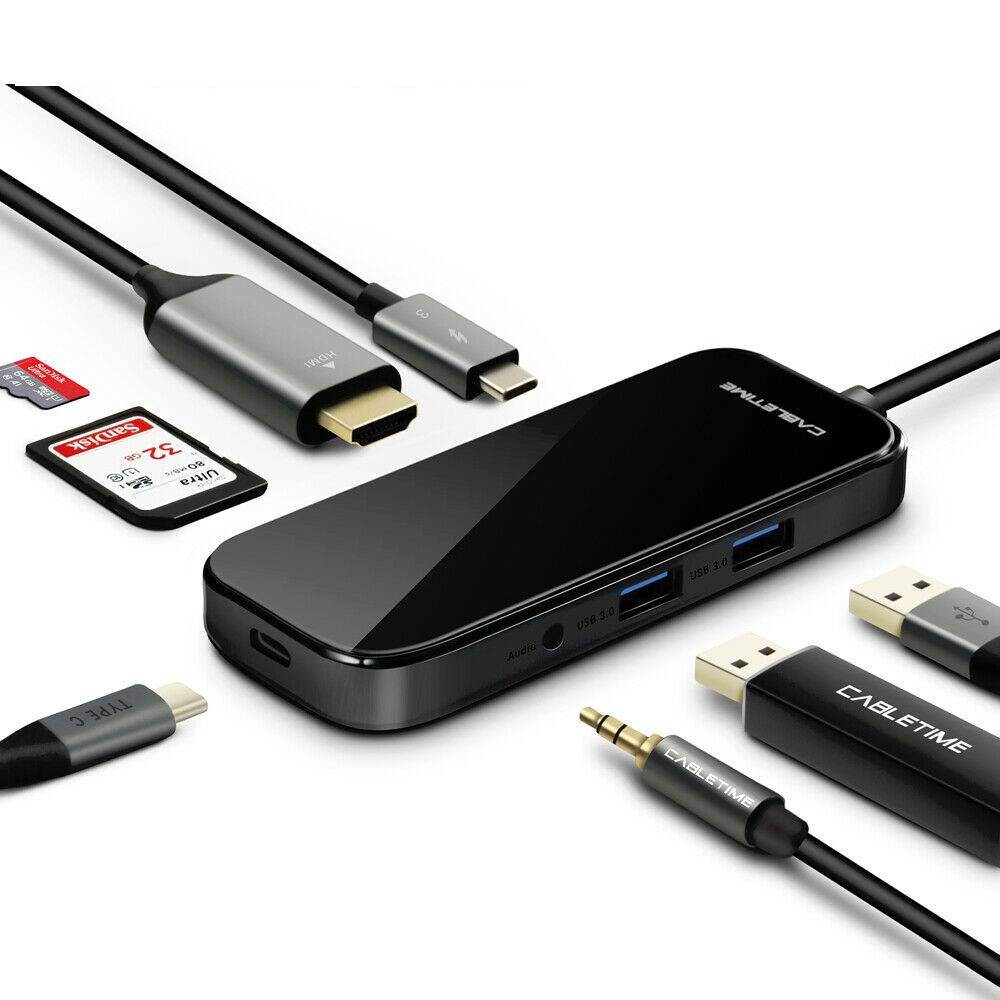 6/8in1 USB C HUB Docking Station Multi USB 3.0 HDMI Adapter Dock for MacBookPro