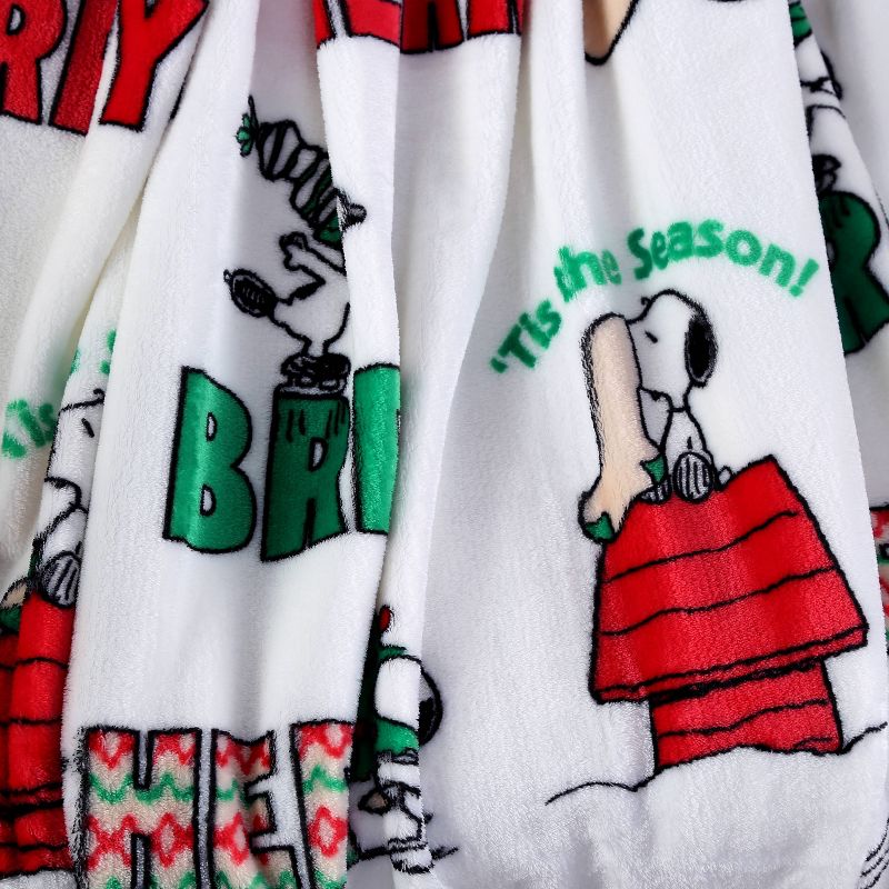 55"x70" Peanuts Snowy Scene Snoopy 'Tis the Season VelvetLoft Throw Blanket - Better Living