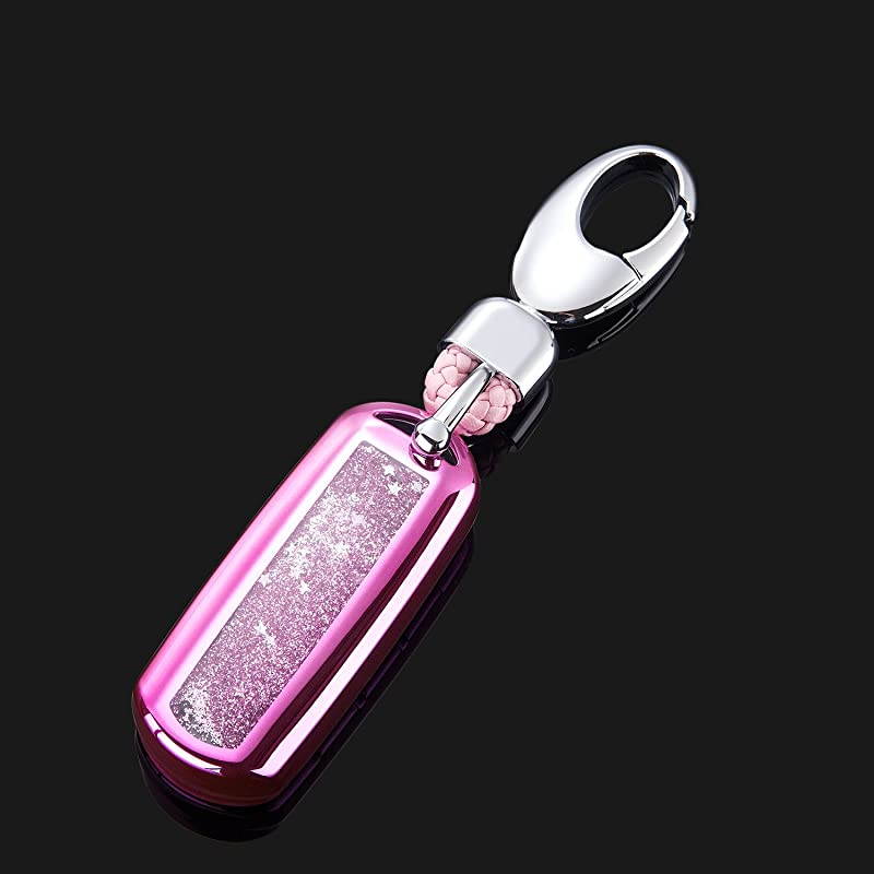 Chrome Pink TPU Car Key Fob Cover Case for Mazda 2 3 5 6 8 CX3 CX5 CX7 CX9 MX5 Smart Remote Key Protective Shell with Key Chain Pink