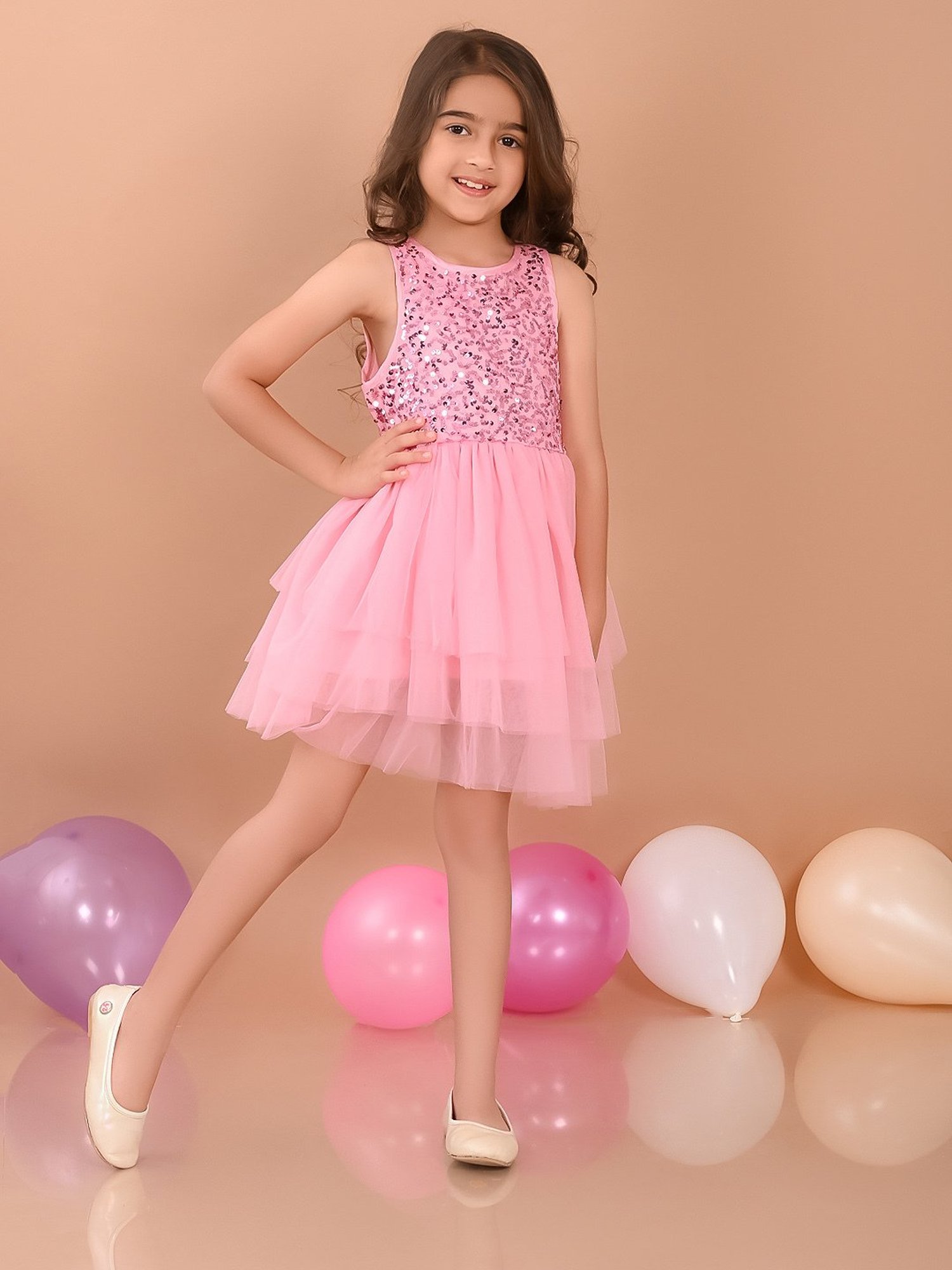 Many Frocks Kids Red Solid Dress