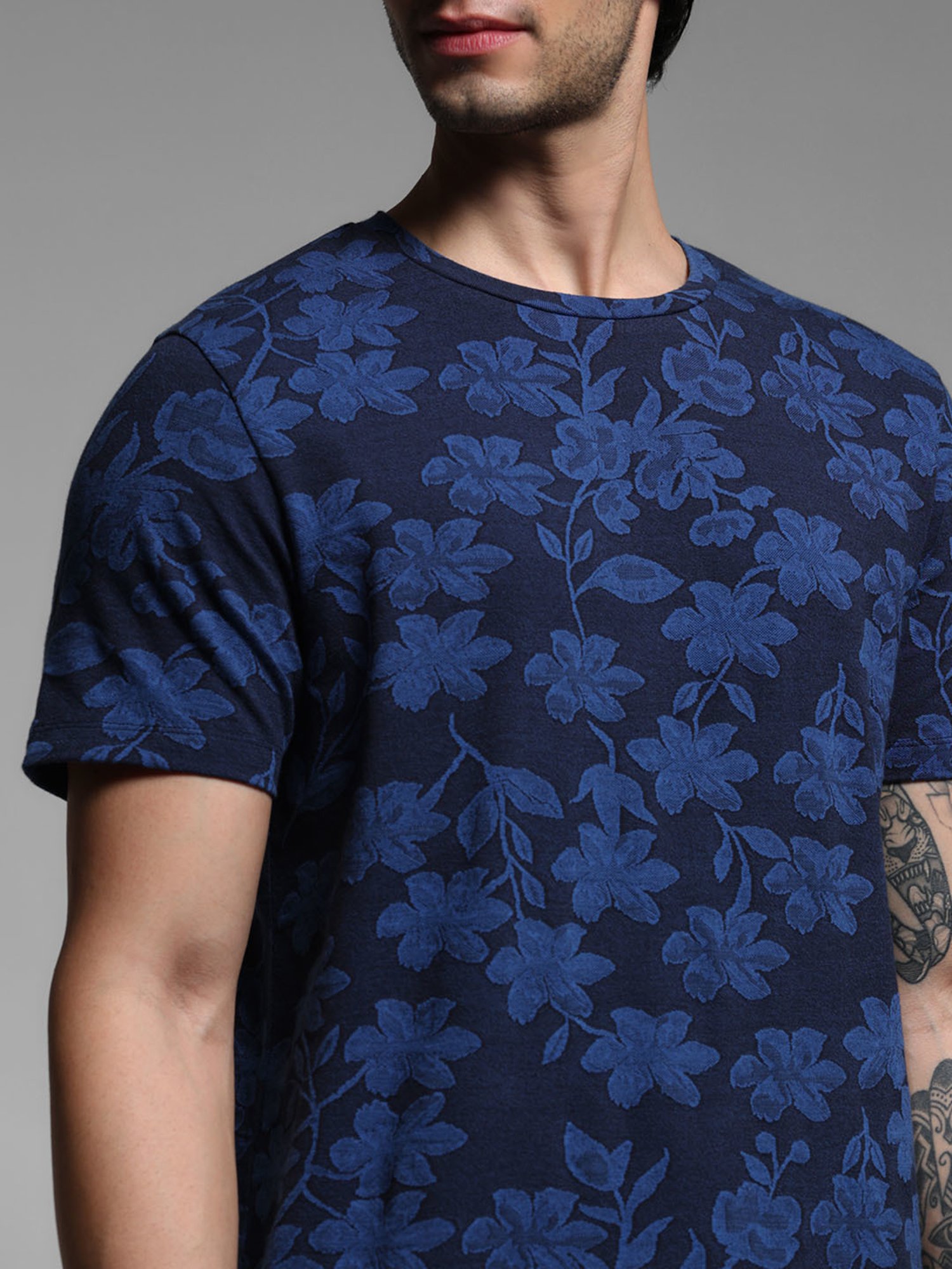 Jack & Jones Outer Space Cotton Slim Floral T-Shirt