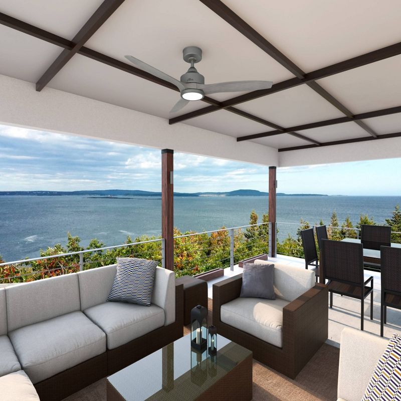 52" Park View Damp Rated Ceiling Fan with Remote Silver (Includes LED Light Bulb) - Hunter Fan