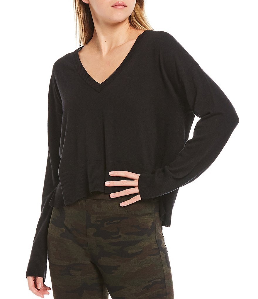 Sanctuary Essential Knit V-Neck Long Sleeve Lounge Top