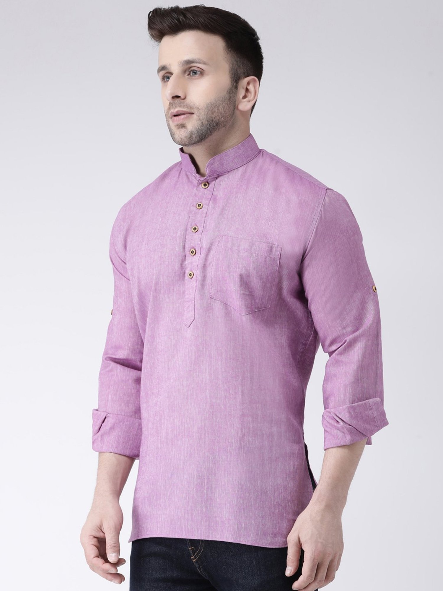 Hangup Plus Purple Slim Fit Short Kurta