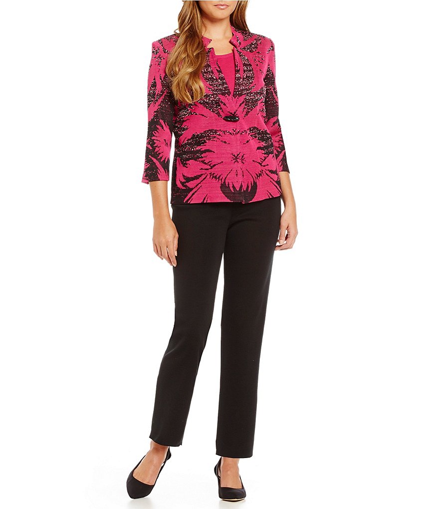 Ming Wang Knit Pull-On Ankle Pants