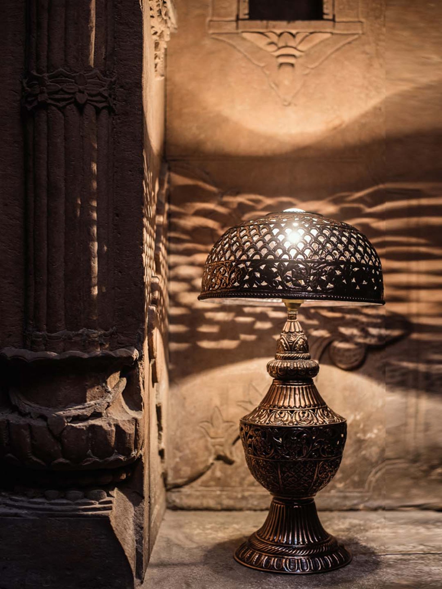 Fos Lighting Copper Jodhpur Hand Tooled Table Lamp - Set of 1