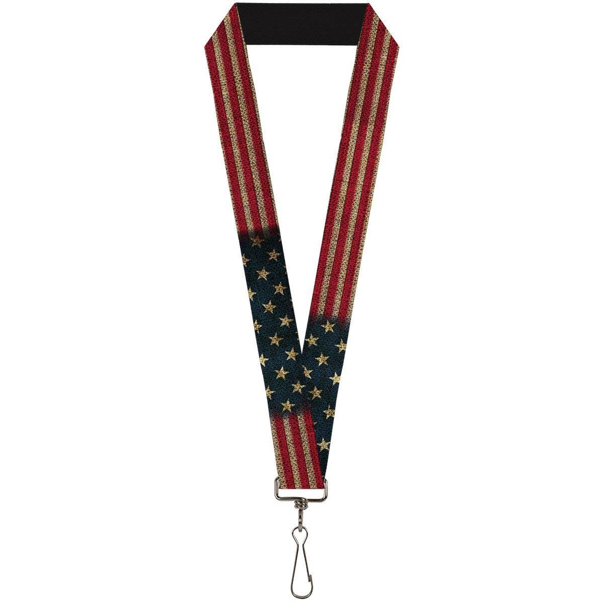 Buckle-Down Lanyard - 1.0" - Vintage Us Flag Stretch Accessory